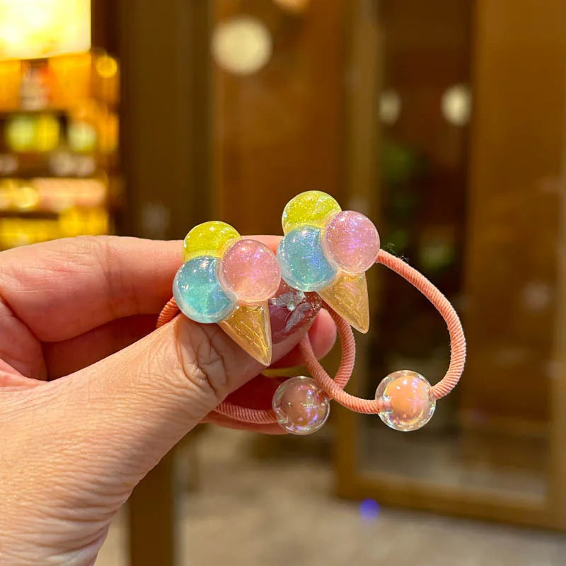 2PCS Lovely Rainbow Elastic Hair Bands for Girls Children's Hair Accessories Baby Headwear Ties Flexible And Stylish