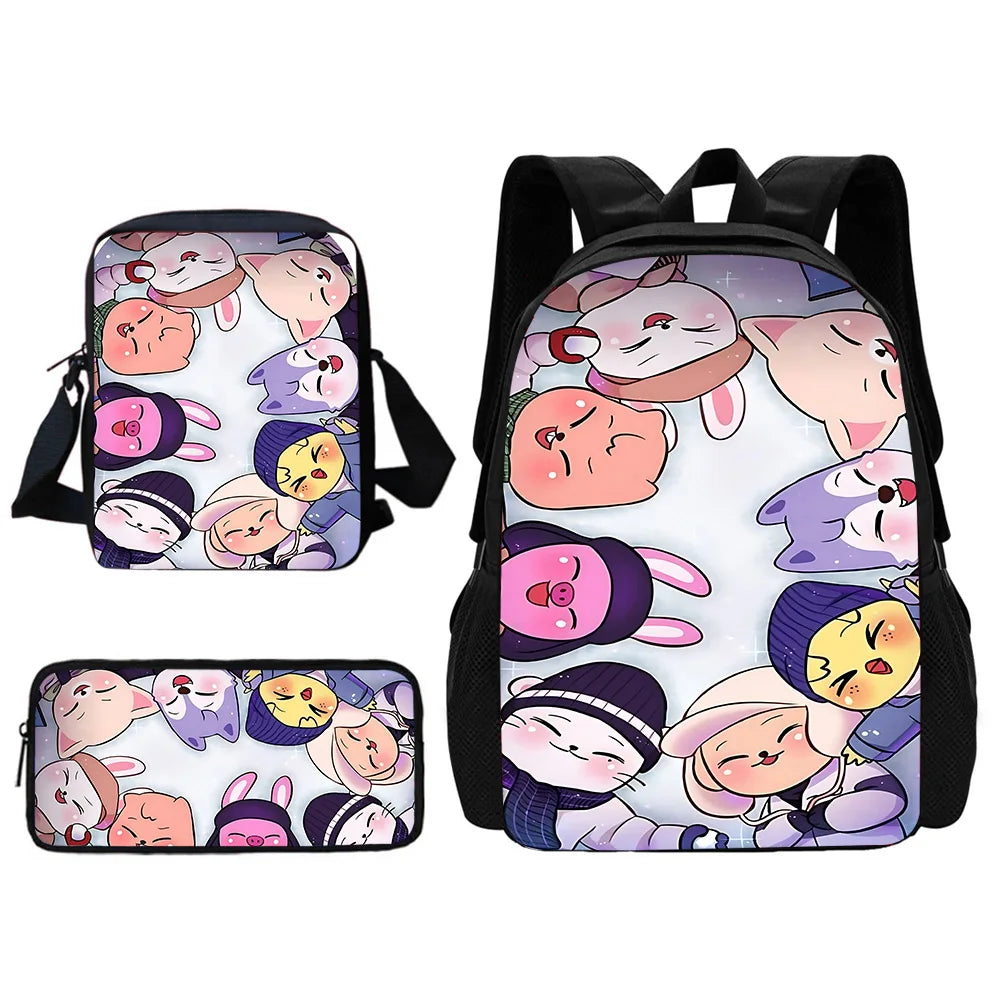 Child School S-Skzoo-o k-Kpop Stray Kids Backpack With Shoulder Bag Pencil Bags School Bags for Boys Girls Best Gift