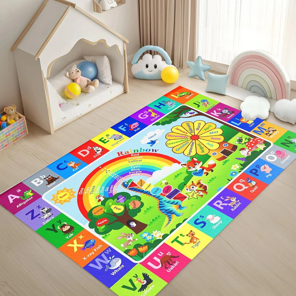 Educational Playful  Alphabet Theme Game Rug for Learning Area Nursery Activity Space Family  Non-Slip Durable