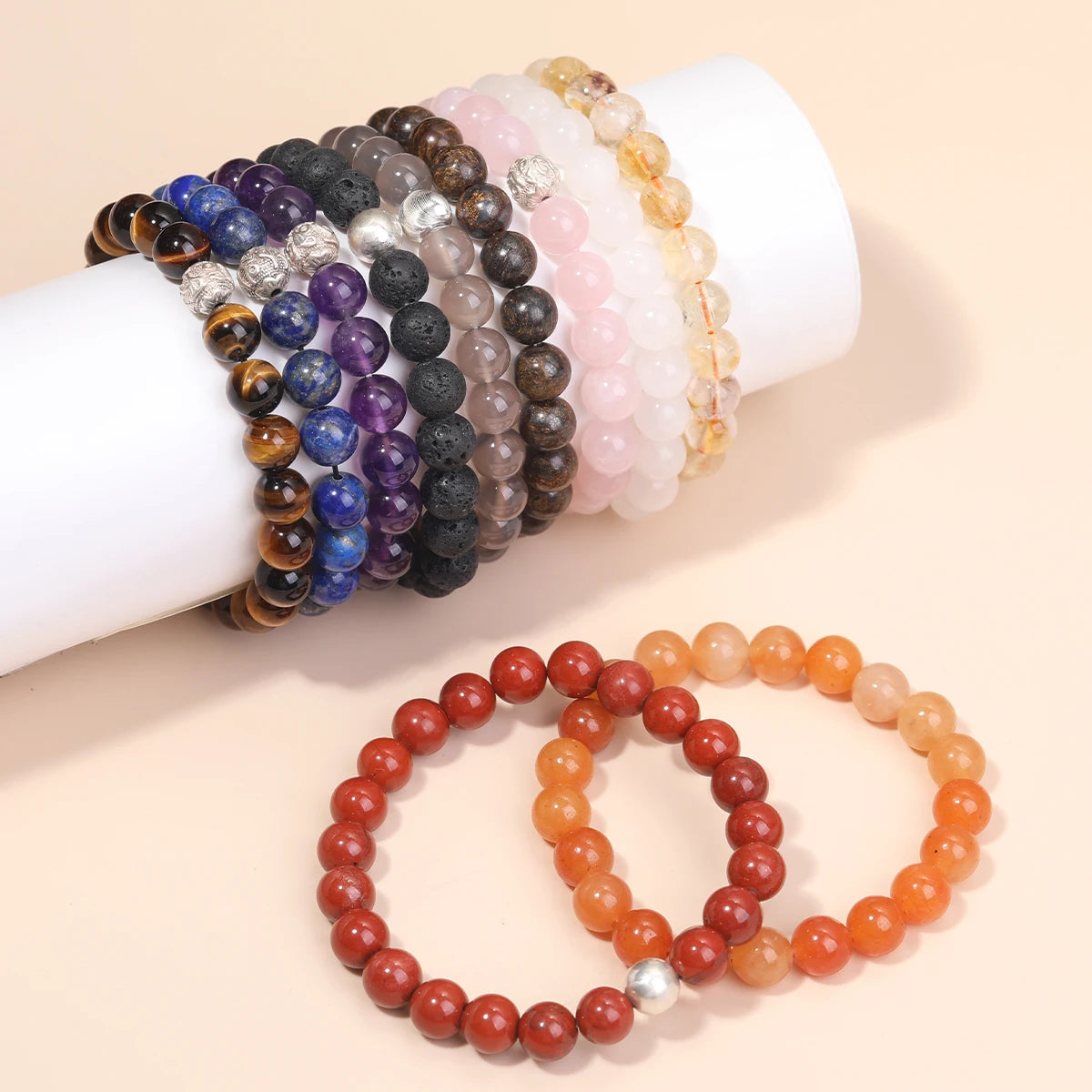 S925 Sterling Silver Natural Stone Bracelet Amethyst  Lava Stone Dragon Pattern Bracelet Jewelry Gift Pulsera De Plata 925