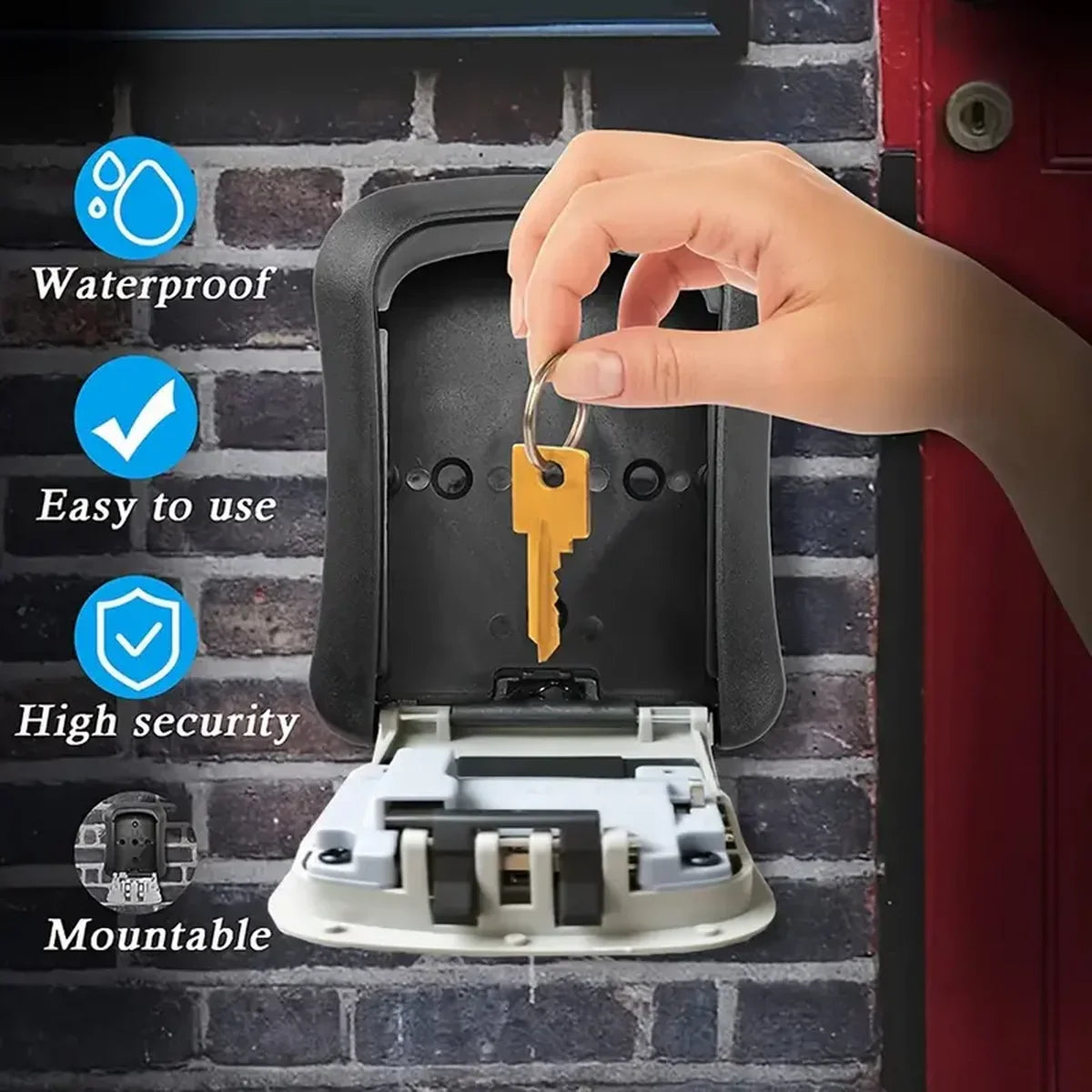 Waterproof Portable Combination Key Lock Box - Secure Realtor Style with Code for Home And Car Keys Ideal Key Storage Solution