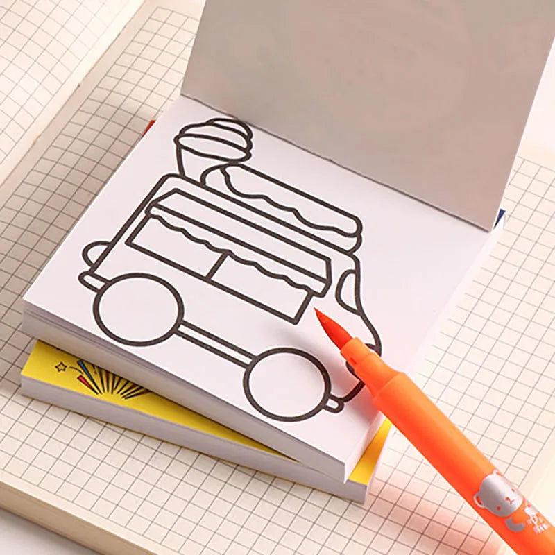 50Sheets/Pcs Mini Graffiti Notebook for Kids Cartoon Ocean Animal Food Party Space Color Filling Books Children Drawing Picture