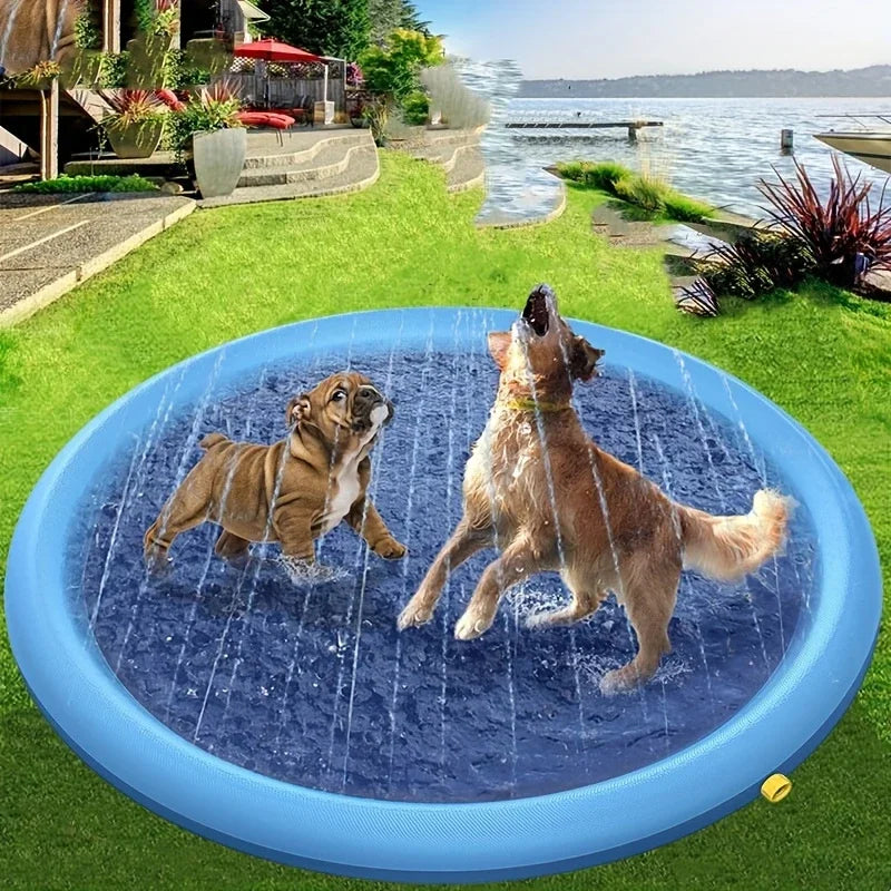 100/150/200cm Summer Pet Swimming Pool Inflatable Water Sprinkler Pad Play Cooling Mat Outdoor Interactive Fountain Toy for Dogs
