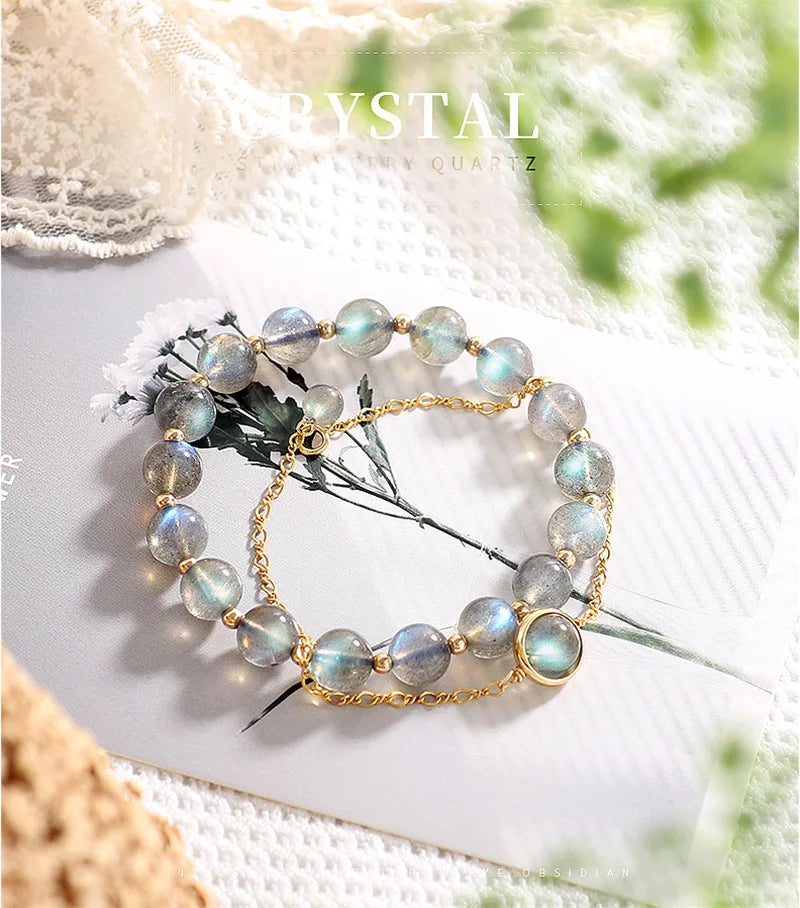 ITSMOS Natural Labradorite Bracelet Crystal 14K Gold Filled Spiritual Healing Elegant Gemstone Bracelet Jewelry Pulseras Mujer