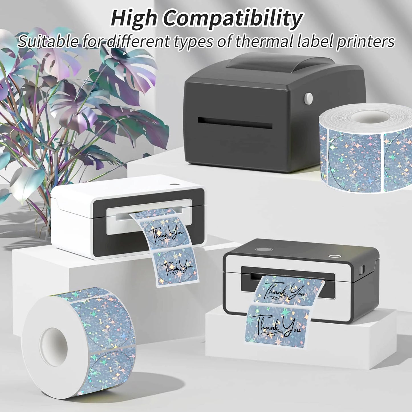 FOR Phomemo 241BT 246S D520 50mm LABEL Holographic Silver Laser Gold Gradient Thanks Card Sticker for LOGO Barcode Birthday