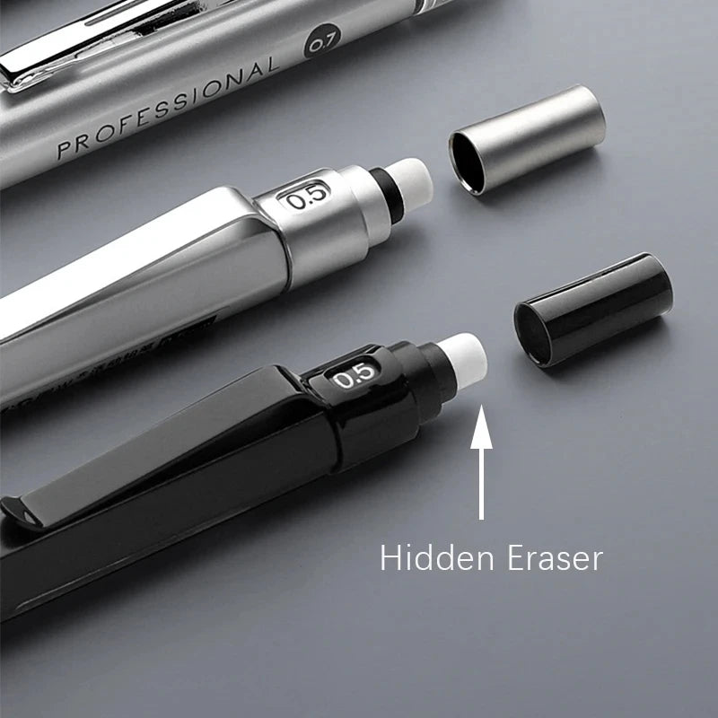 High Quality Metal Mechanical Pencils Set with Lead Refills Drafting Automatic Pencil 0.3, 0.5, 0.7, 2.0mm Pencil for Art Supply
