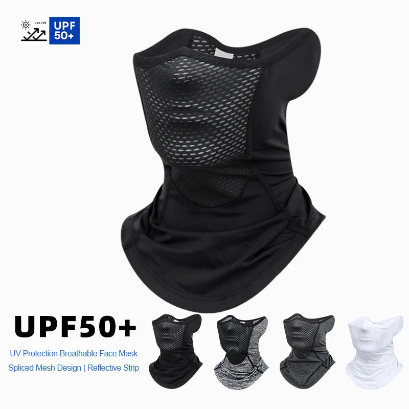 Summer Balaclava Sun Protection Mask Cycling Breathable Mesh Cooling Ice Silk Reflective Strip Motorcycle Fishing Neck Gaiter