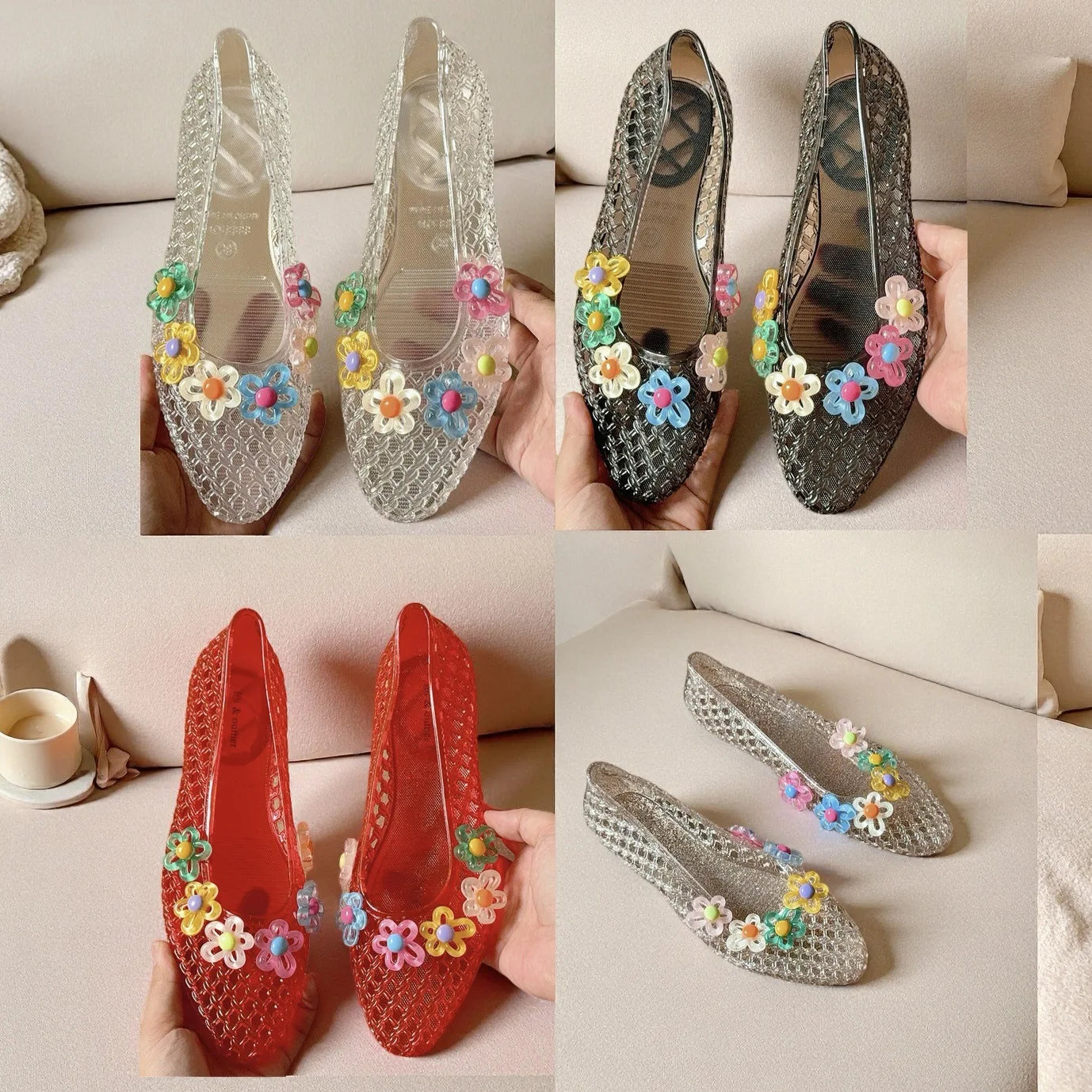 Summer Women Flat Korean Jelly Shoes Ins Outdoor Versatile Sweet Casual Clogs Outdoor Daily Commuter Travel Sandals
