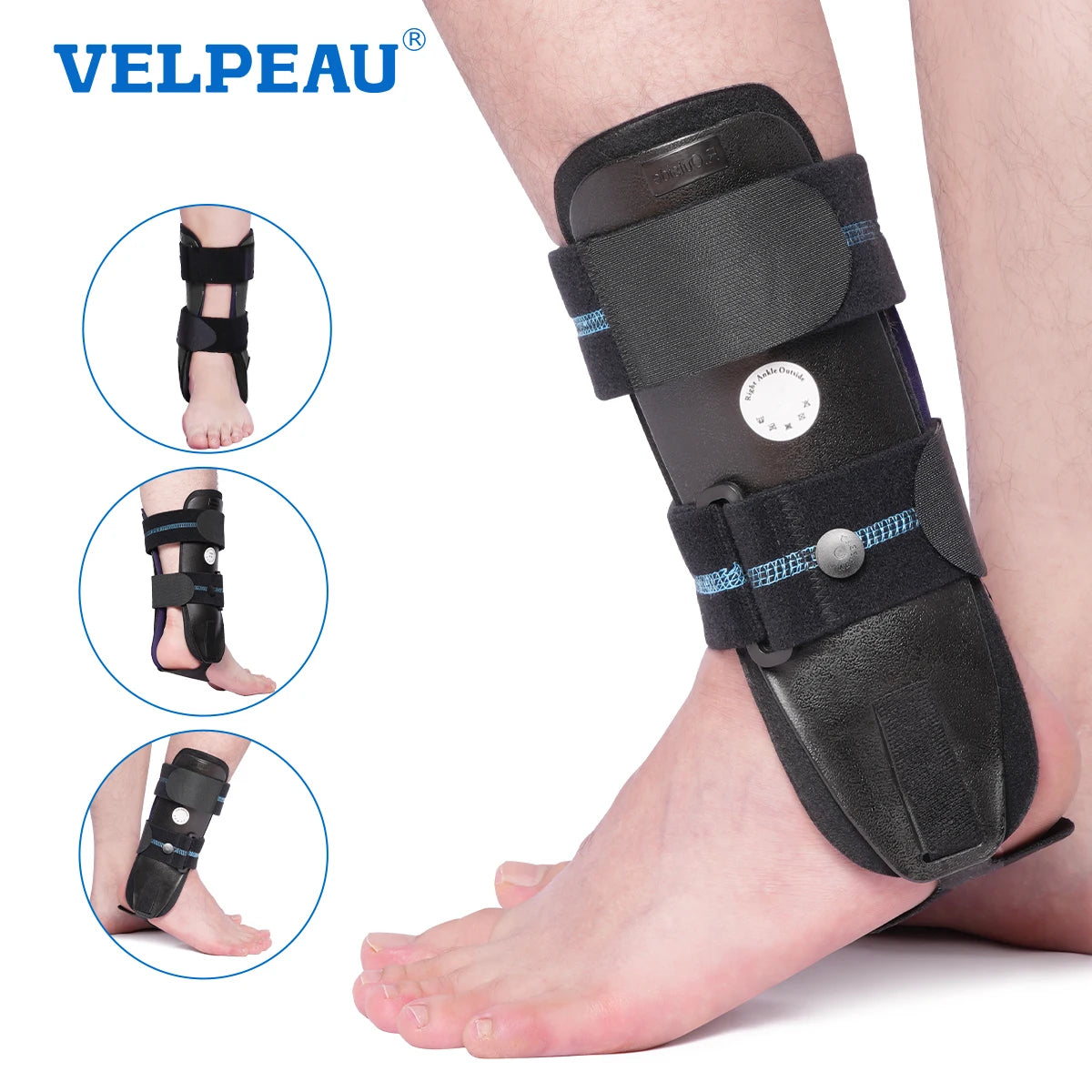 VELPEAU Ankle Brace Support for Ligament Injury and Tendonitis Surgery, Stirrup Ankle Splint Stabilizer with Foam & Gel Pad