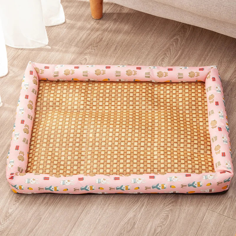 Comfortable Summer Small Cat Cooling Mat Moistureproof Medium Dog Sleeping Bed Cushion Rattan Mat Pet Puppy Accessories