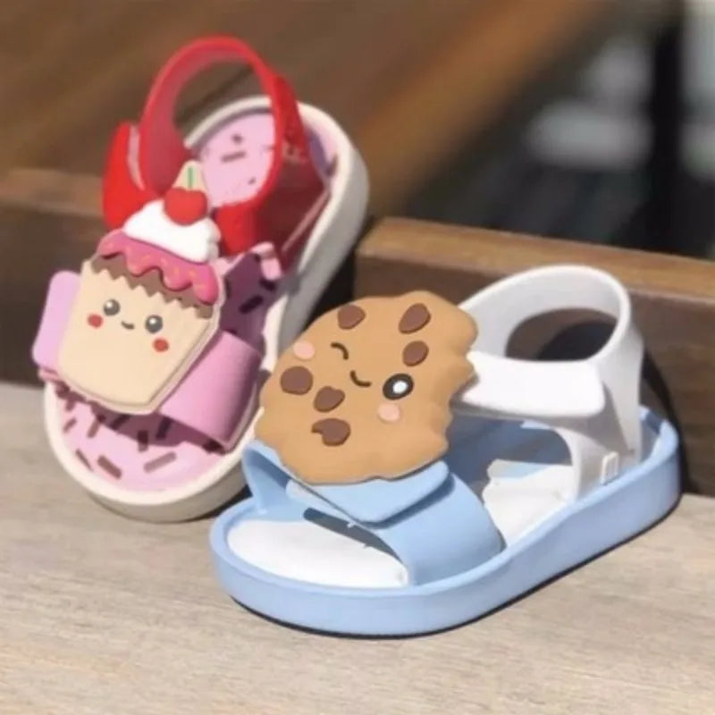 New Children's Biscuit Ice Cream Sandals 2024 Summer Lightweight Kids' Jelly Dress Sandals Girls' Boys' Beach Shoes MN070
