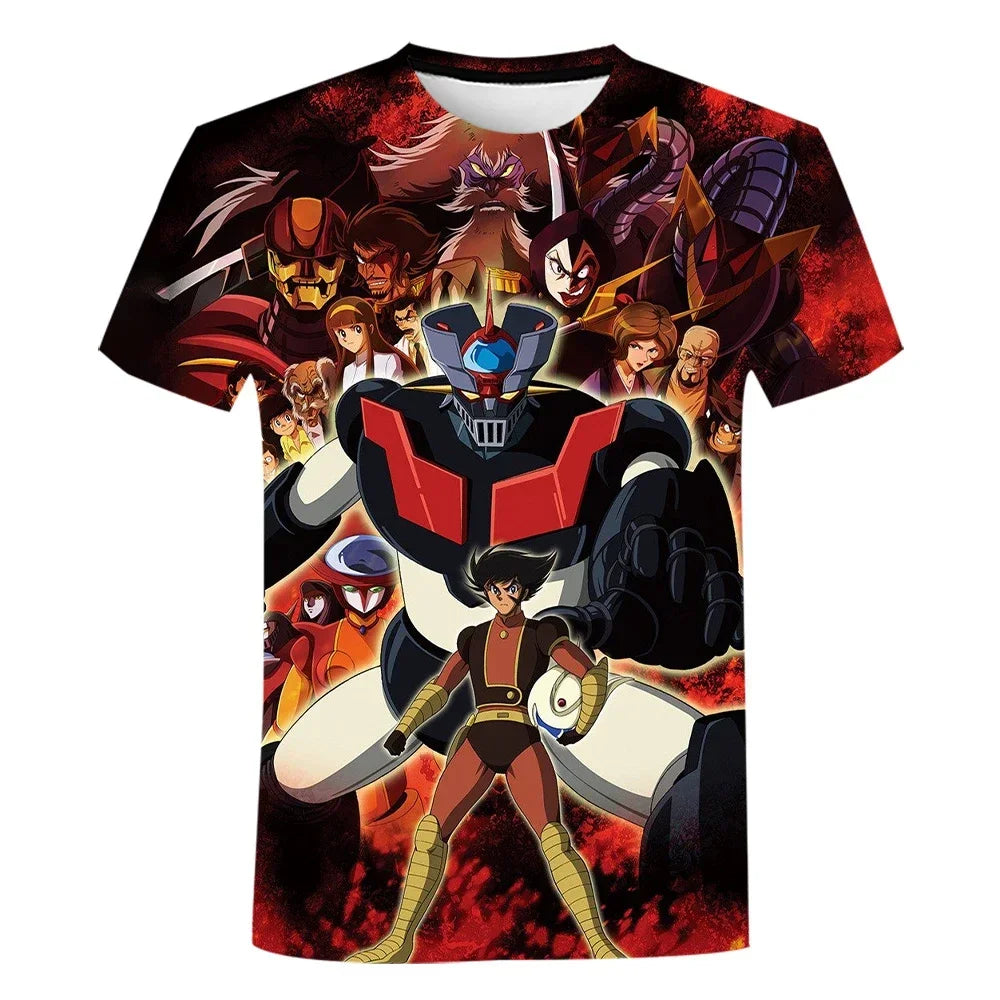Mazinger Z 3D Print T-Shirts Anime Robot Streetwear Men Women Fashion Oversized Short Sleeve T Shirt Kids Tees Tops Man Clothing