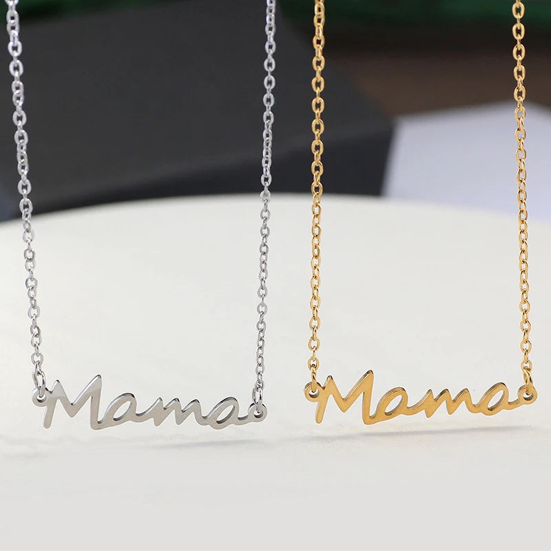 Mama Titanium Steel Necklace Pendant With Rose Gift Box For Women Mother Day 2025 Romantic Christmas Birthday