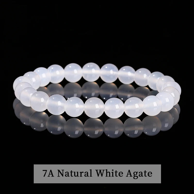 JD Natural Stone Beads Bracelet Amethyst Tiger Eye Crystal Quartz Agate Gem Beads Bangles Women Men Reiki Healling Jewelry Gift