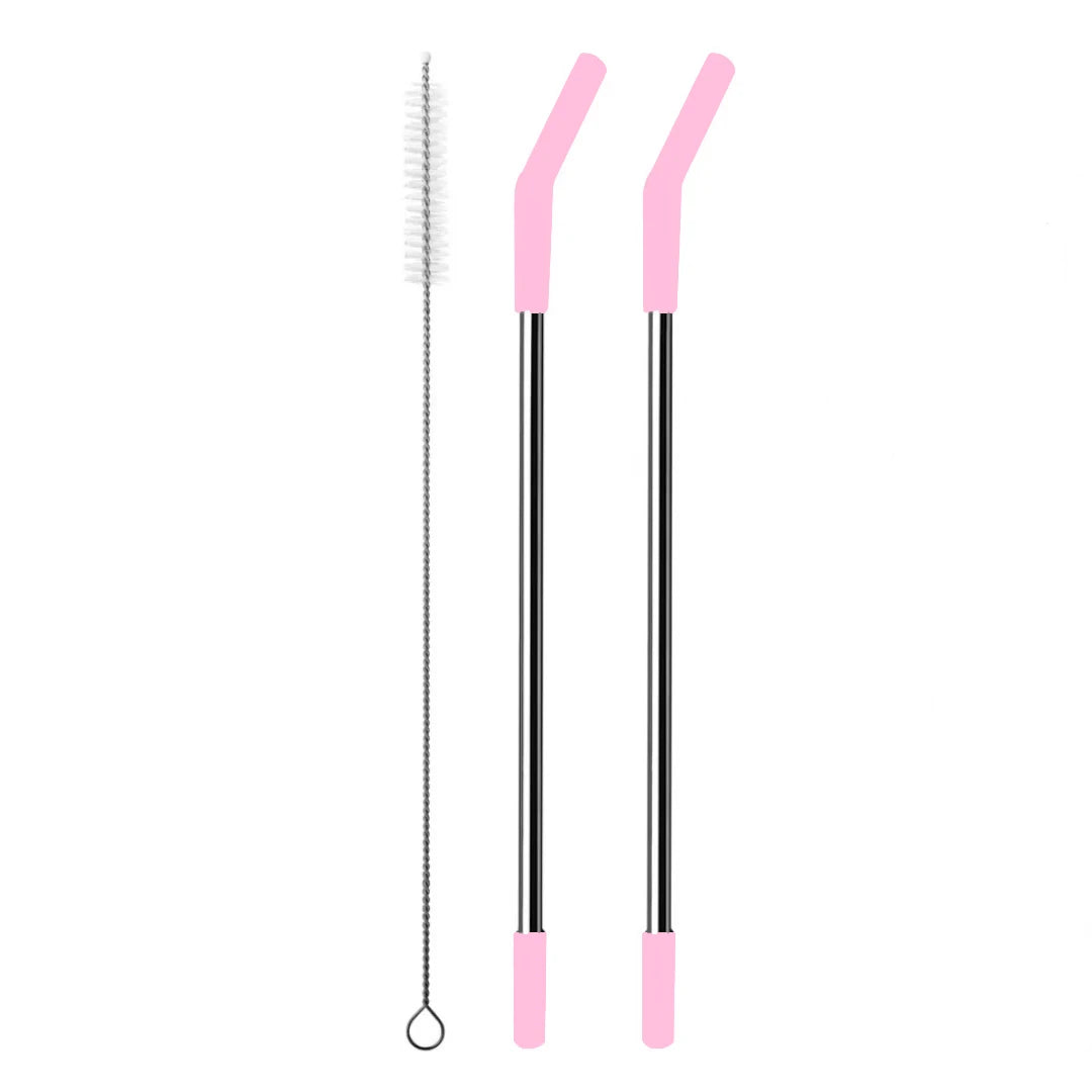 Stainless Steel Straw with Silicone Tip for Stanley Cup 2Pcs Replacement Straws for Stanley 40oz/30oz Tumbler 1Pcs Straw Brush