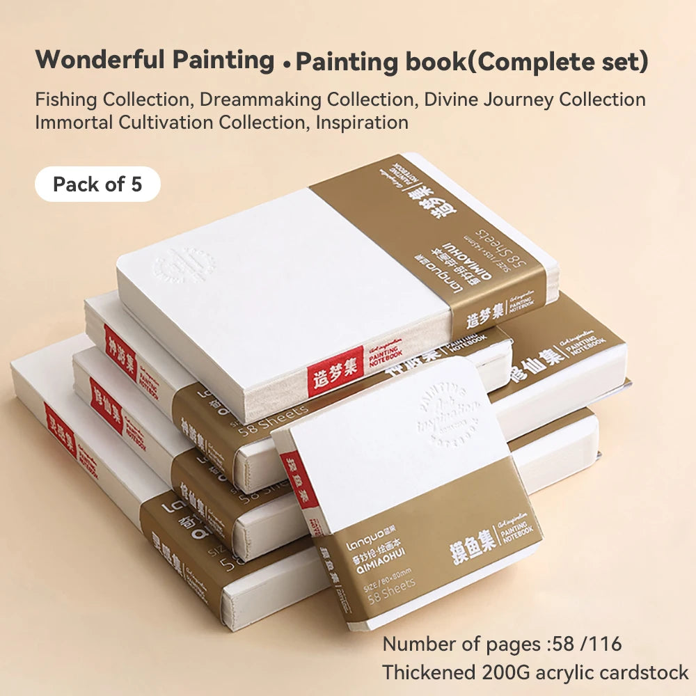 Languo 58 Sheets Drawing Notebook Thick Paper Sketchbook Portable Watercolor Book Gouache Notepad Art Supplies Stationery