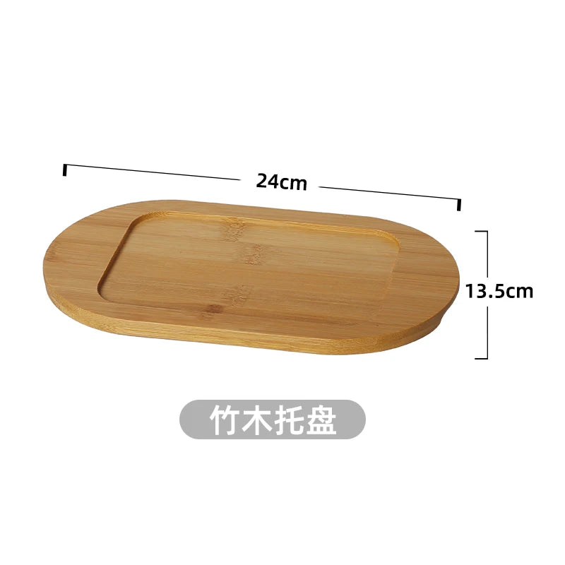 Japanese Tableware Binaural Baking Tray Ceramic Cheese Baked Rice Baking Bowl Oven Special Utensils with Tray Rectangular Plate