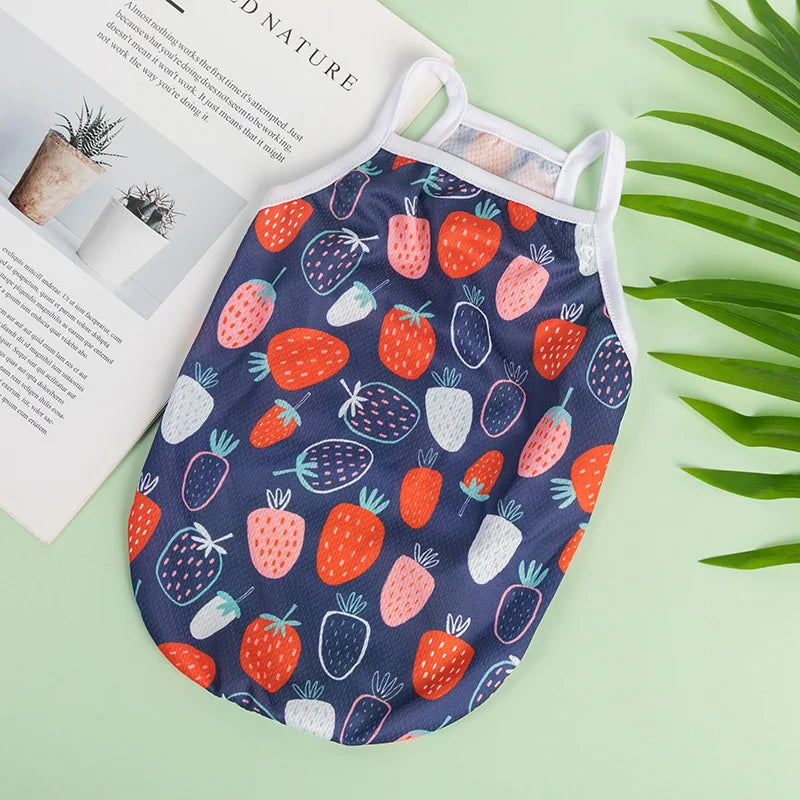 XS-XXL Ultra Thin Dog Cooling Vest Breathable Clothes Pet Clothes for Small Dogs Cute Fruit Print Summer Puppy Cat Cheap T-shirt