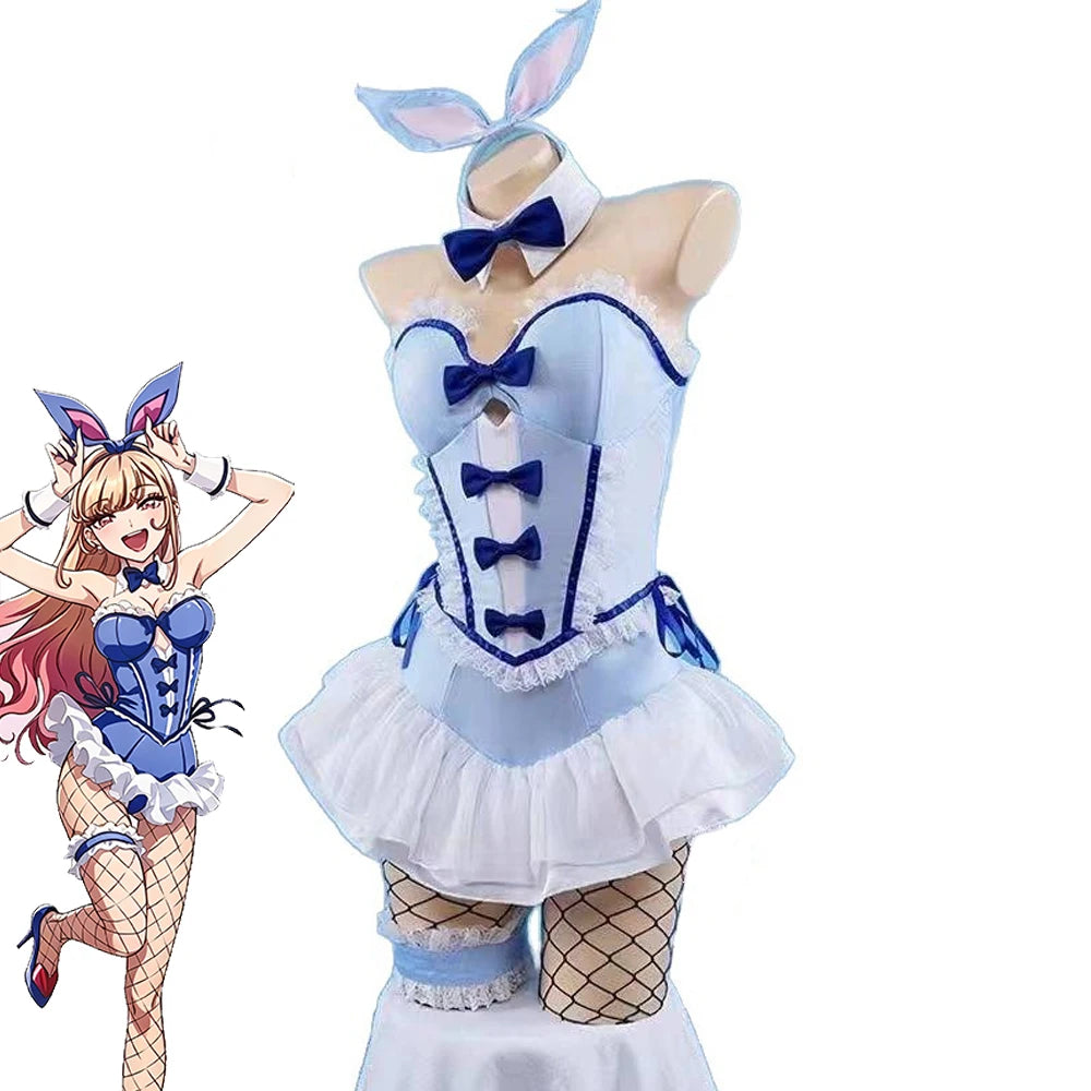 Anime My Dress Up Darling Kitagawa Marin Cosplay Costume Girl Blue Dress Cute Sexy Bunny Girl Uniform Halloween Clothes Outfit