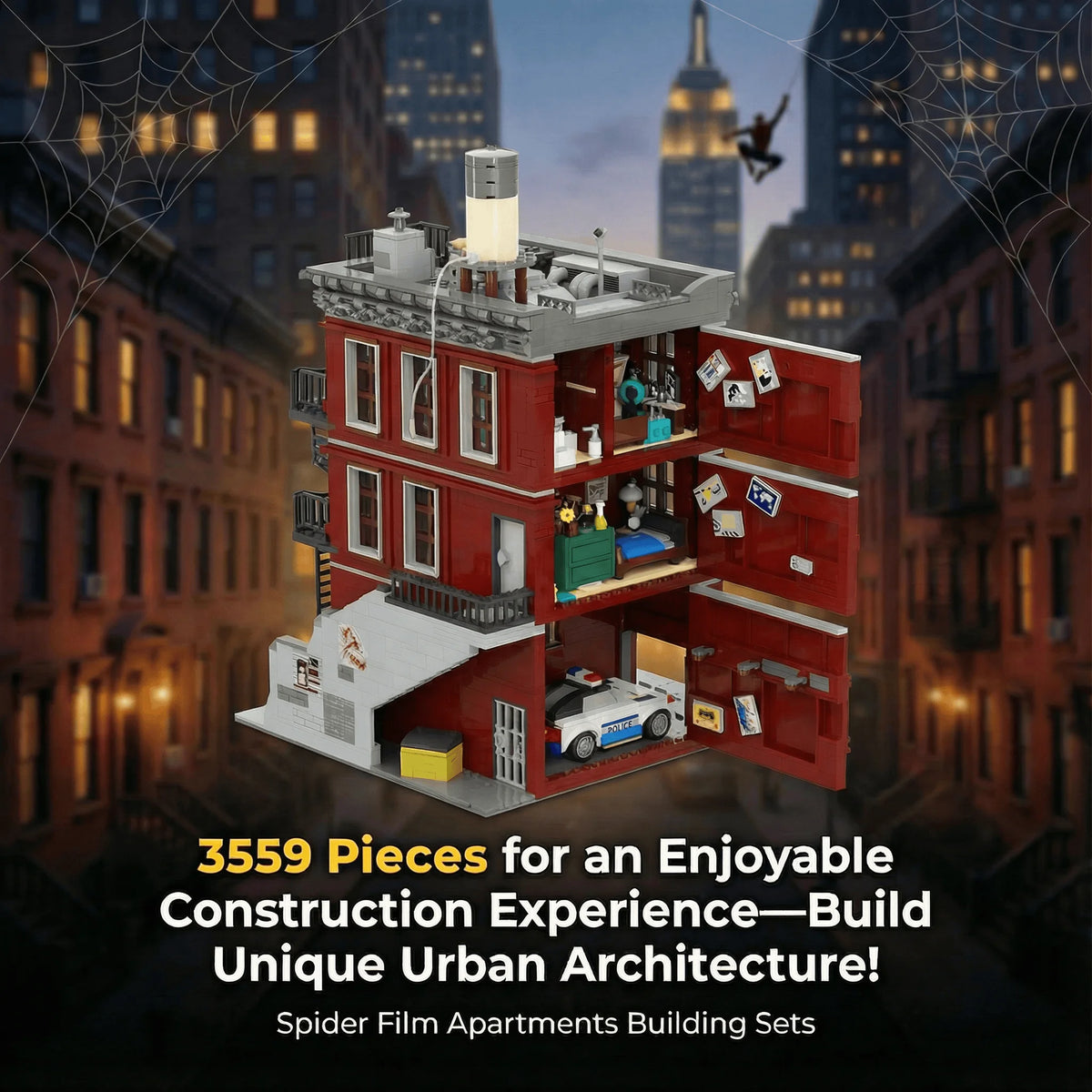 Spider Deli Apartment Building Blocks With 11 Figures Films Classic City Modular Assembly Model Kit Creative Toys Gifts 3559PCS