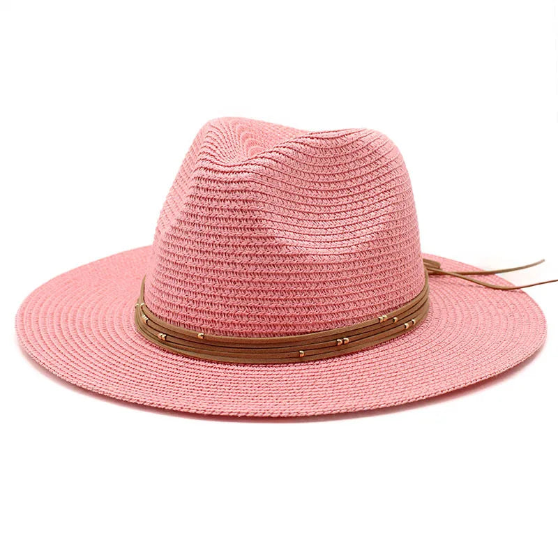 Big Size 60CM New Straw Hat 7cm Brim Summer Cooling Beach Sun Hat Outdoor Party Panama Jazz Hat Sombreros De Mujer
