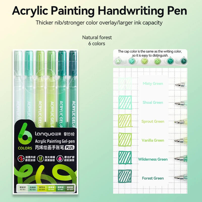 Languo 90 Colors Painting Acrylic Gel Pens Large Capacity Ink Pen for Drawing Diary Diy Coloring Doodling Painting Art Supplies