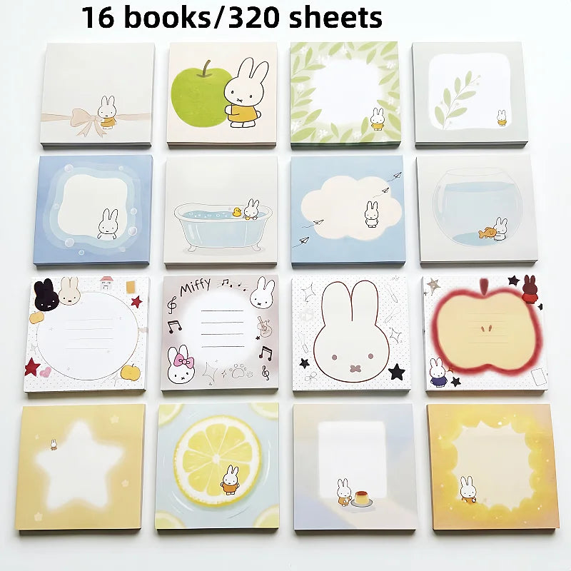 80/320 Sheets Miffy Post-it Notes Kawaii Multi-unctional Student Memo Office Message Notes High Appearance Sticker Gifts