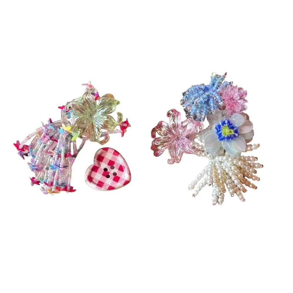 Dopamine Handcrafted Beaded Jelly Shoes Charms Sandals Accessory Decorative Bead Tassel Slippers Buckles Detachable Shoe Flower