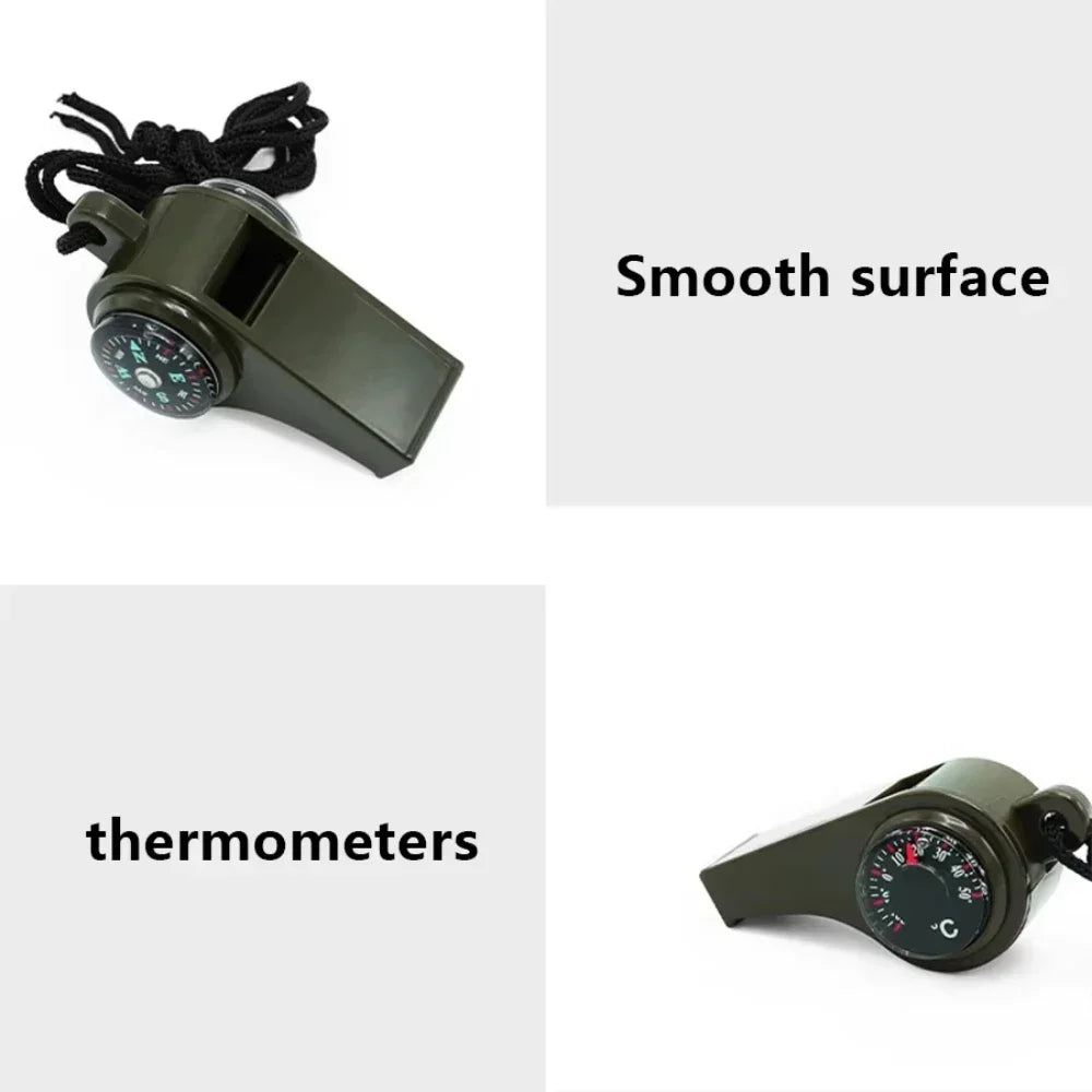 3in1 outdoor emergency whistle with compass, thermometer, outdoor whistle, convenient to carry suitable for camping and hiking