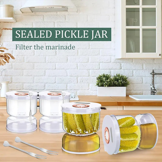800ml Pickle Jar with Strainer Flip Dry Wet Dispenser Pickle Olive Hourglass Jar Cucumber Container Kitchen Juice Separator Tool