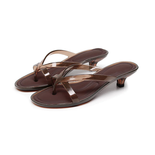 Women's New Sandals Pair of Flip Flops Wearing Square Headed Fashionable Wine Glasses Crystal Jelly PVC MS Slippers