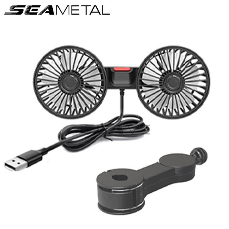 3-speed Car Seat Back Cooling Fan USB Charge Dual Head Fan 360 Degree Rotation Neck Cooler for Summer Car Accessories