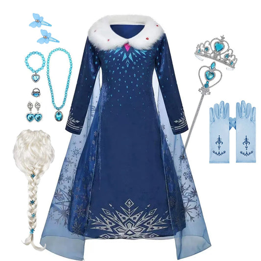 Anna Elsa Princess Girls Dress Up Winter Snow Queen Costume Carnival Party Halloween Kids Carnival Birthday Party Clothes