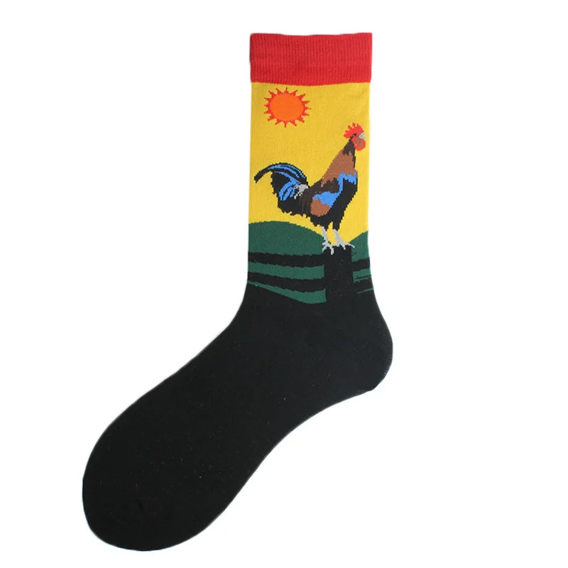 Happy Colorful Funny Socks Men Skateboard Shark Dinosaur Astronaut Planet Divertidos Hip Hop Sokken Harajuku Unisex Crew Socks