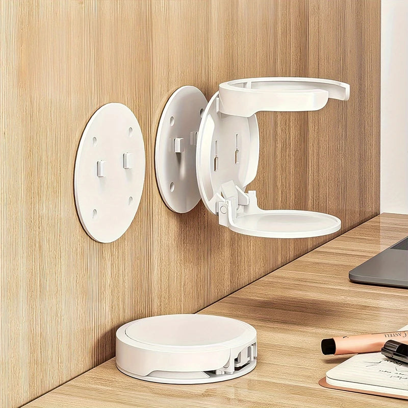 Folding Cup Holder Office Desk Cabinet Door No Punching Coffee Storage Rack Home Dormitory Wall Mounted Cup Holder