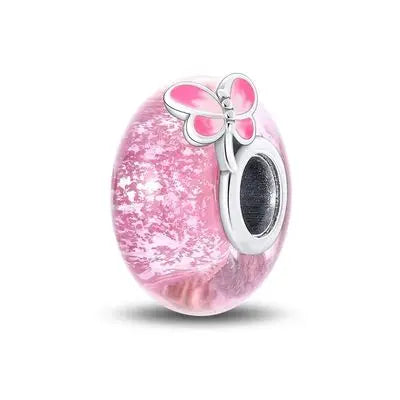 2025classic 925 Sterling Silver Colored Flower Leaf Cosmic Rainbow Murano Glass Charms Beads Fit DIY Bracelet Women Jewelry Gift