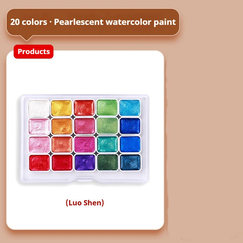 12/20/24/60 Color Solid Watercolor Paint Set Metallic Glitter Pearlescent Watercolor Pigments for Drawing Art Paint Supplies