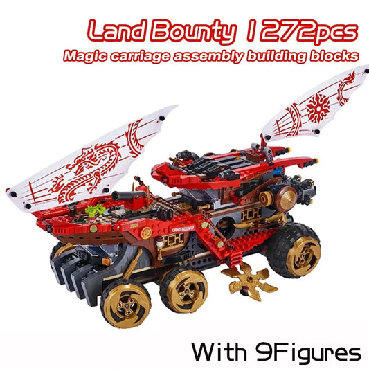 Ninja Reward Land Chariot Aircraft Transformed into Mecha Samurai Minifigure Dragon 70677 Assembled Building Block Toy Gift