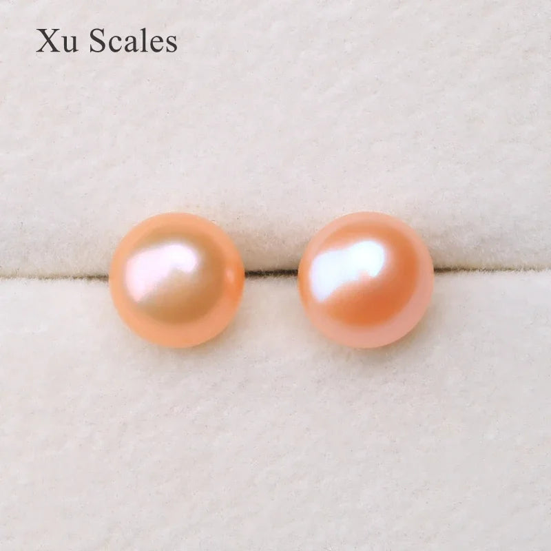 Natural Fresh Water Flat Round Bright Pearl Earrings s925 Sterling Silver Fashion Temperament  All-match Jewelry For Women