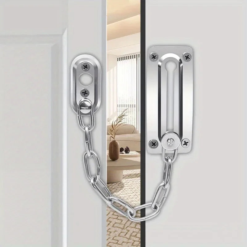 1pc Security Door Chain Home Office Lock Guard Latch Stainless Steel Silver Sliding Fastener For Home Door Lock Hardware