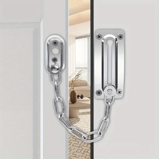 1pc Security Door Chain Home Office Lock Guard Latch Stainless Steel Silver Sliding Fastener For Home Door Lock Hardware