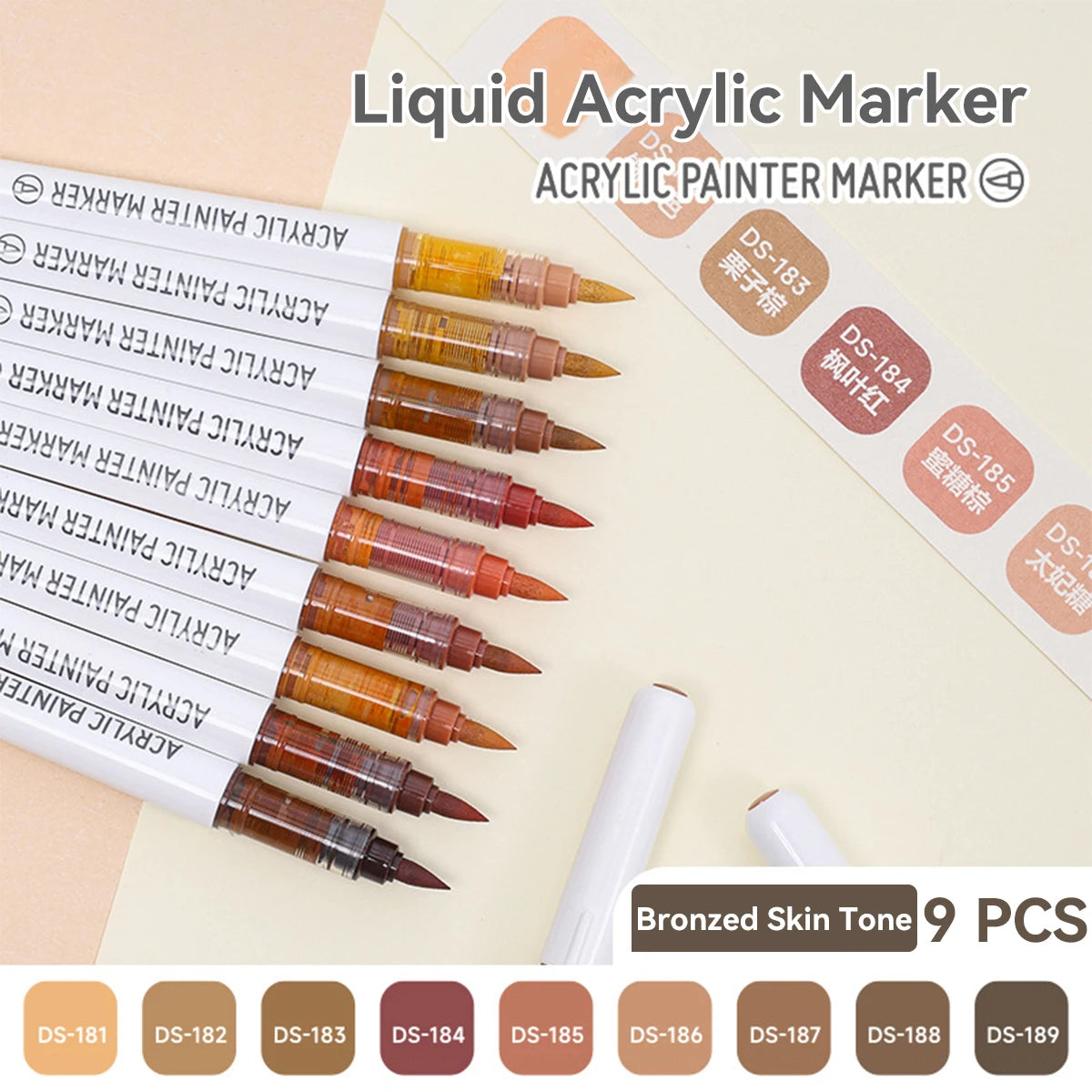 9pcs/Box MIX Color Acrylic Markers Set Kids Gift Art Rock Painting Pens Graffiti For Stone Glass Book Shoes DIY Craft Supplies