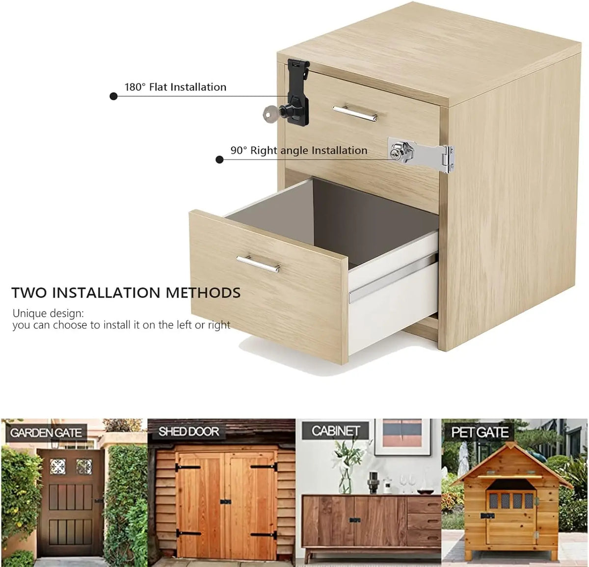 Zinc Alloy Keyed Hasp Lock Punch-free Burglarproof Home Office Security Buckle Shed Cupboard Drawer Cabinet Wooden Door Lock