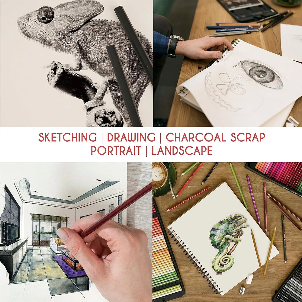 Professional 100 Sheets Sketch Book 5.83"x9" with Spiral Bound and Hardback Cover - White Acid-Free Drawing Sketch Paper (100g)