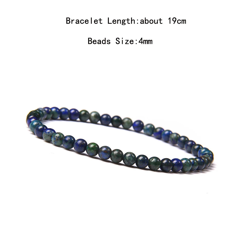 4mm Quartz Agate Bead Natural Stone Beaded Bracelet Lava Rock Tiger Eye Black Onyx Crystal Women Men Yoga Healing Chakra Jewelry