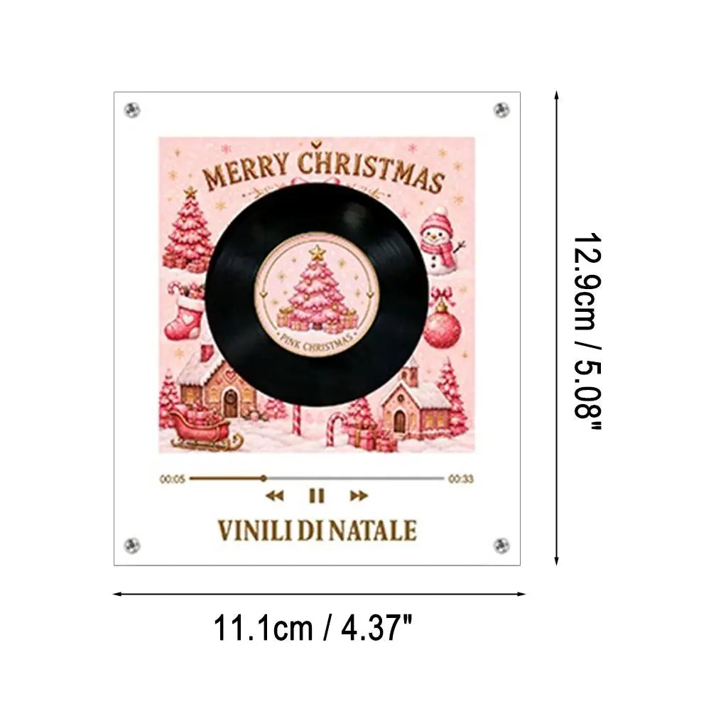 Christmas Rotating Disc Karaoke Machine Fridge Magnet Music Player Set Fridge Record NFC Magnetic Music Box Rotating Turntable