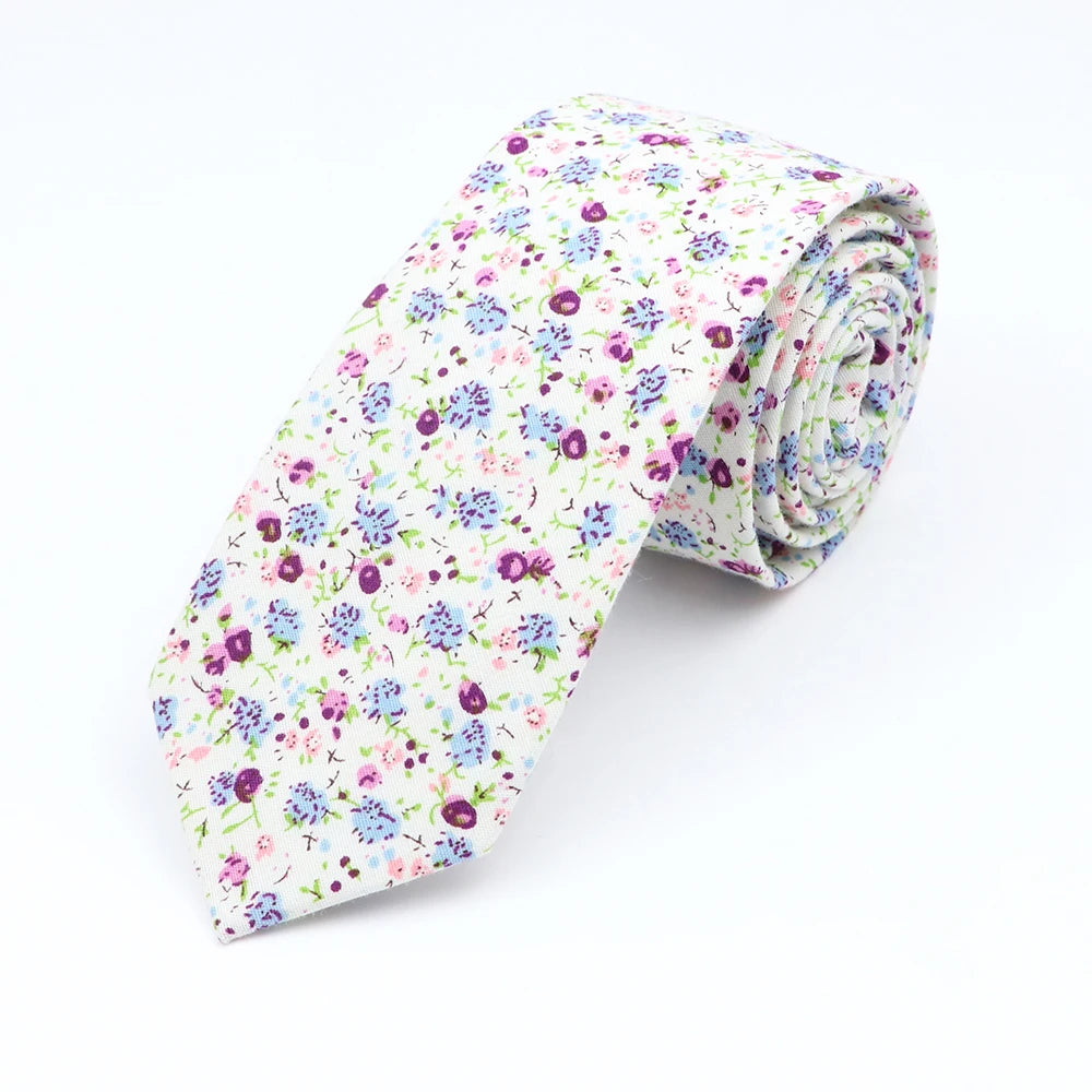 New Floral Elegant Tie For Men Women 100% Cotton Beautiful Flower Paisley Necktie Narrow Skinny Cravat Wedding Casual Corbatas