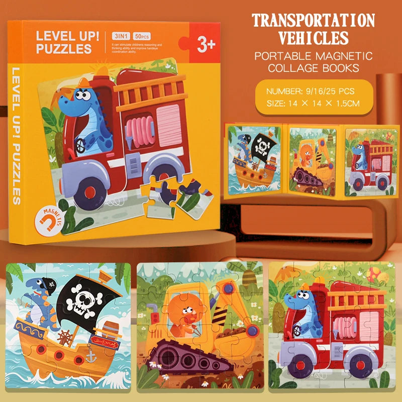 New Kids Magnetic Jigsaw Puzzle Game Baby Early Learning Animal Fruit Traffic Cognition Educational Toy Gift for Children