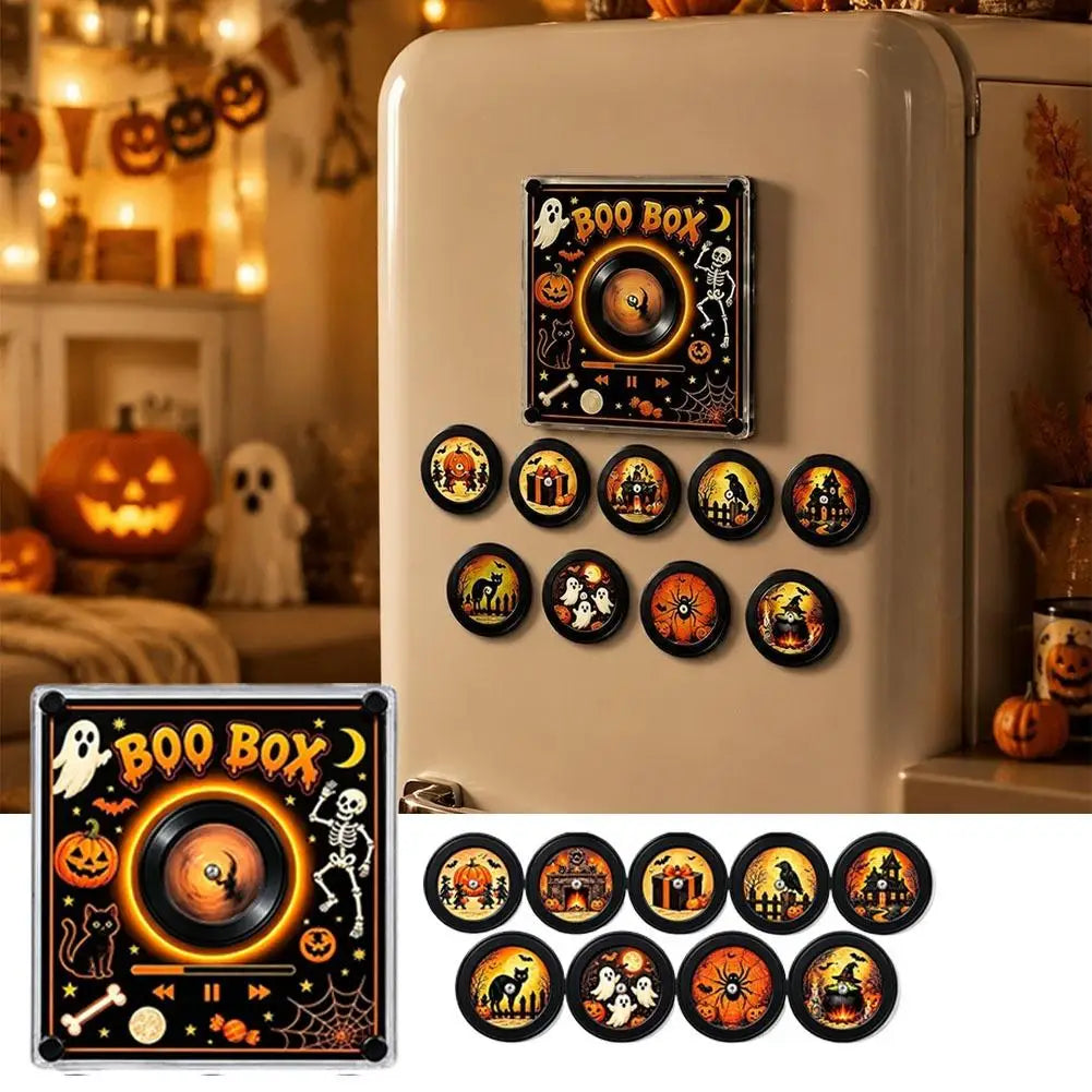 Halloween/Silent Night NFC Vinyl Record Music Player With Replaceable Discs LED Acrylic Desktop Ornament Touch‑Play Music Box