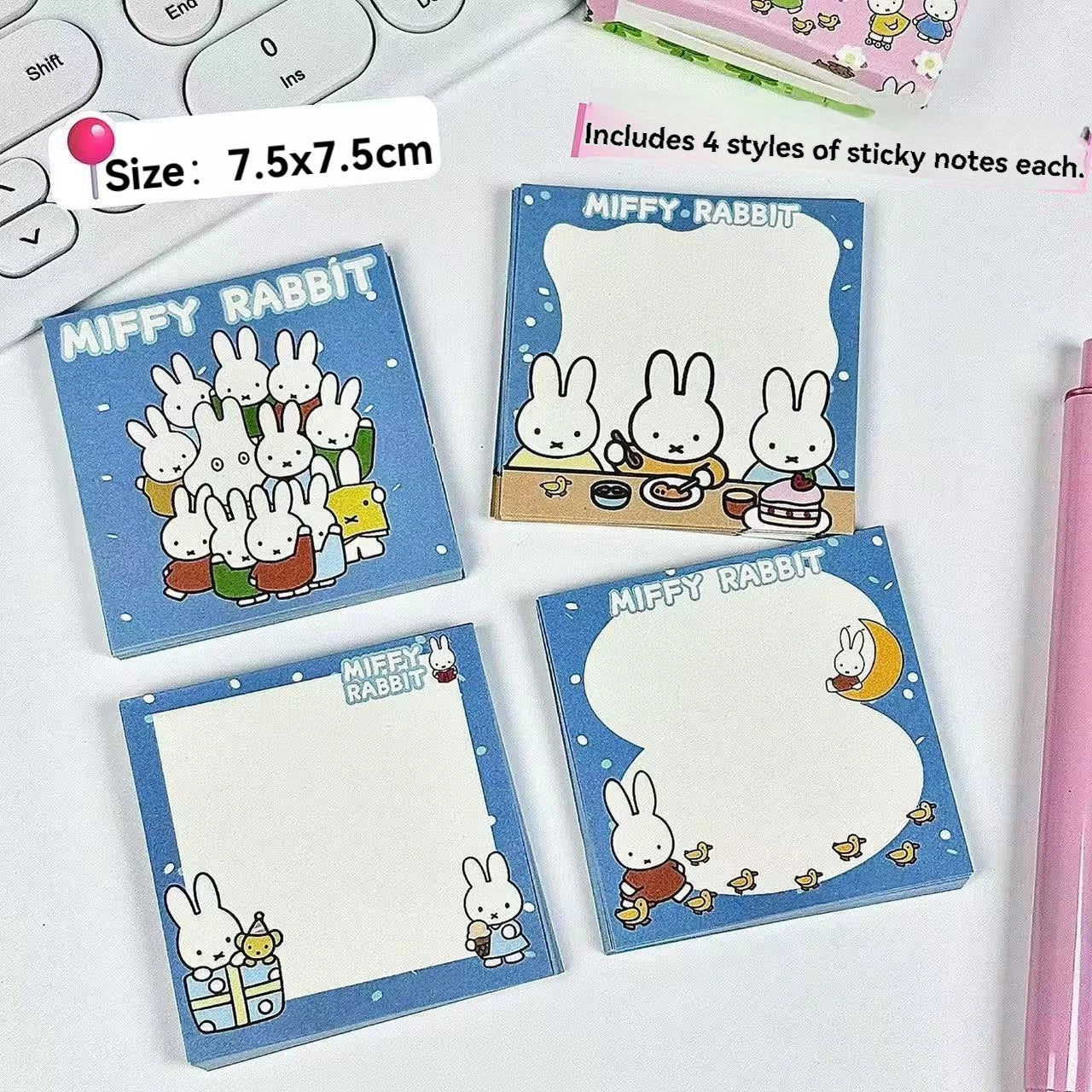 80/320 Sheets Cute Miffy Post-it Notes Adhesive Messaging Cartoon Miffy Merchandise